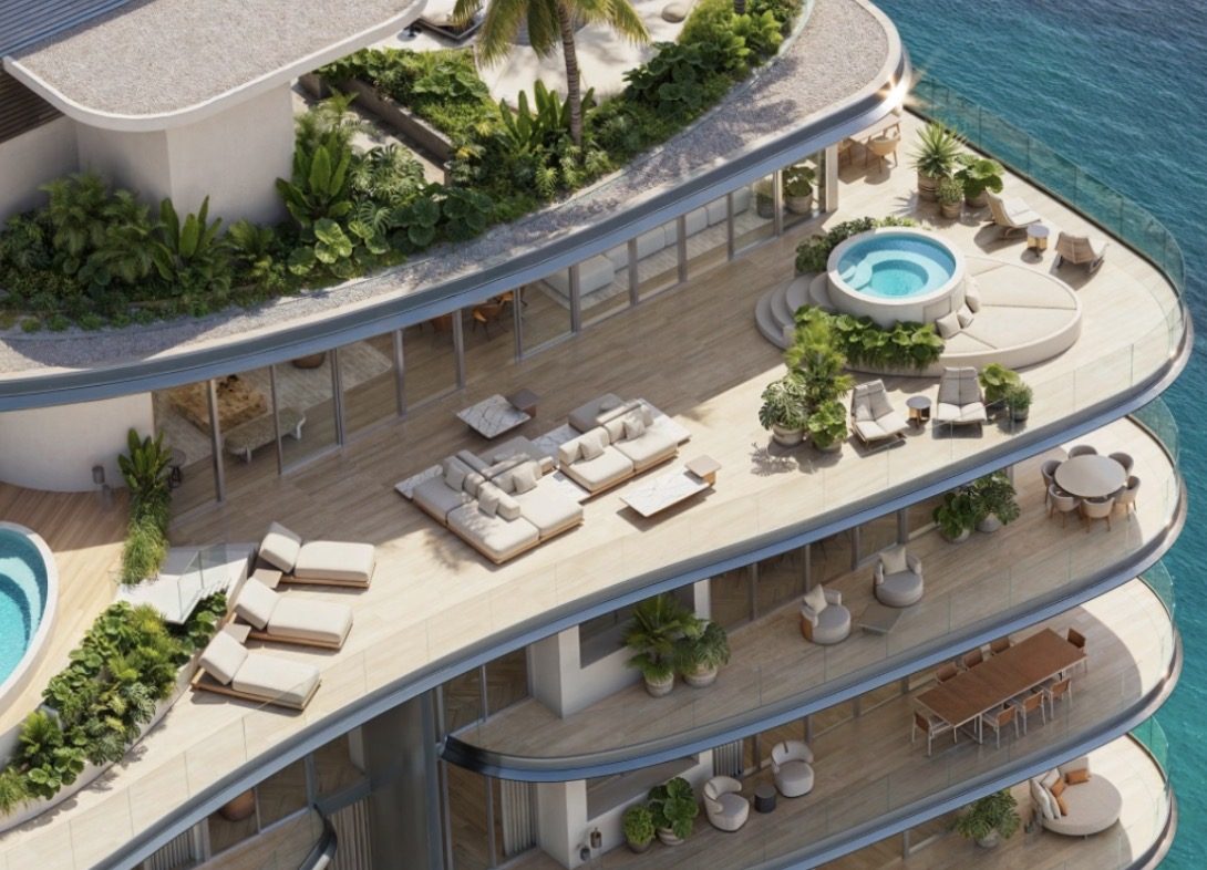 Waterfront penthouse terrace with private jacuzzi
